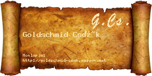 Goldschmid Csák névjegykártya